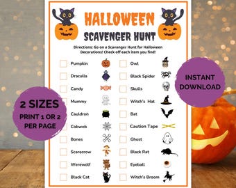 Halloween Scavenger Hunt, Family Game, Printable Halloween Game, Halloween Party, Halloween Scavenger Hunt Game, Fun, Spooky Party Printable