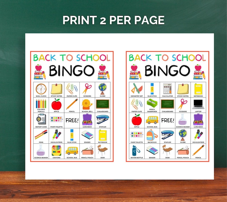 30 Bingokort för skolstart, Skolbingo, Skolbingo, Aktivitet för första skoldagen, Välkommen tillbaka-bingo, Skolbingo bild 3