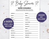 Baby Shower Word Scramble Game, Baby Word Scramble, Baby Shower Word Scramble, Fun Baby Shower Game, Baby Shower, Baby Shower Party Game