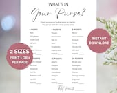 What’s In Your Purse Game, Bridal Shower Purse Game, Bachelorette Party Activity, Wedding Shower Printable, Fun Icebreaker, Bridal Shower