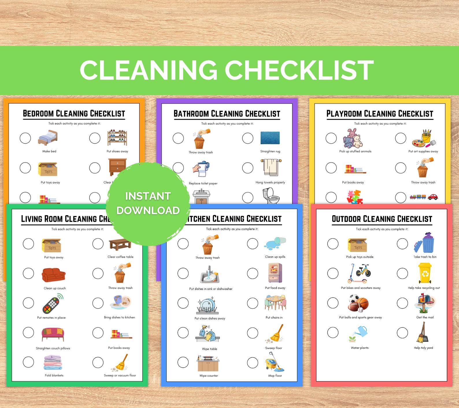 Kids Cleaning Checklist Printable, Daily Chore Chart for Kids, Kids ...