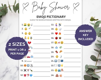 Baby Shower Emoji Game, Baby Emoji Game, Emoji Baby Shower Game, Baby Phrases Emoji Game, Baby Shower Games Printable, Instant Download