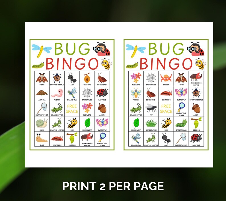 30 Bug Bingo Cards, Bug Bingo Printable, Insect Bingo, Garden Bug Game ...