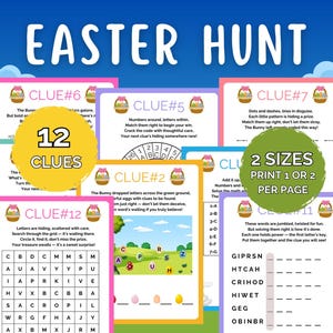 Easter Scavenger Hunt, Indoor Easter Treasure Hunt, Printable Easter Egg Hunt, Easter Game for older Kids, Kids Easter Escape Room Puzzles