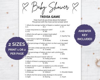Juego de preguntas y respuestas para baby shower imprimible, juego de preguntas y respuestas para bebés, preguntas de preguntas y respuestas para baby shower, juego divertido para baby shower, cuestionario para baby shower, fiesta de baby shower