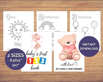 123 Coloring Book Baby Shower Activity, 123 Baby Shower Coloring Book, Baby Shower Game Bundle, 123 Book Baby Shower Game, Instant Download