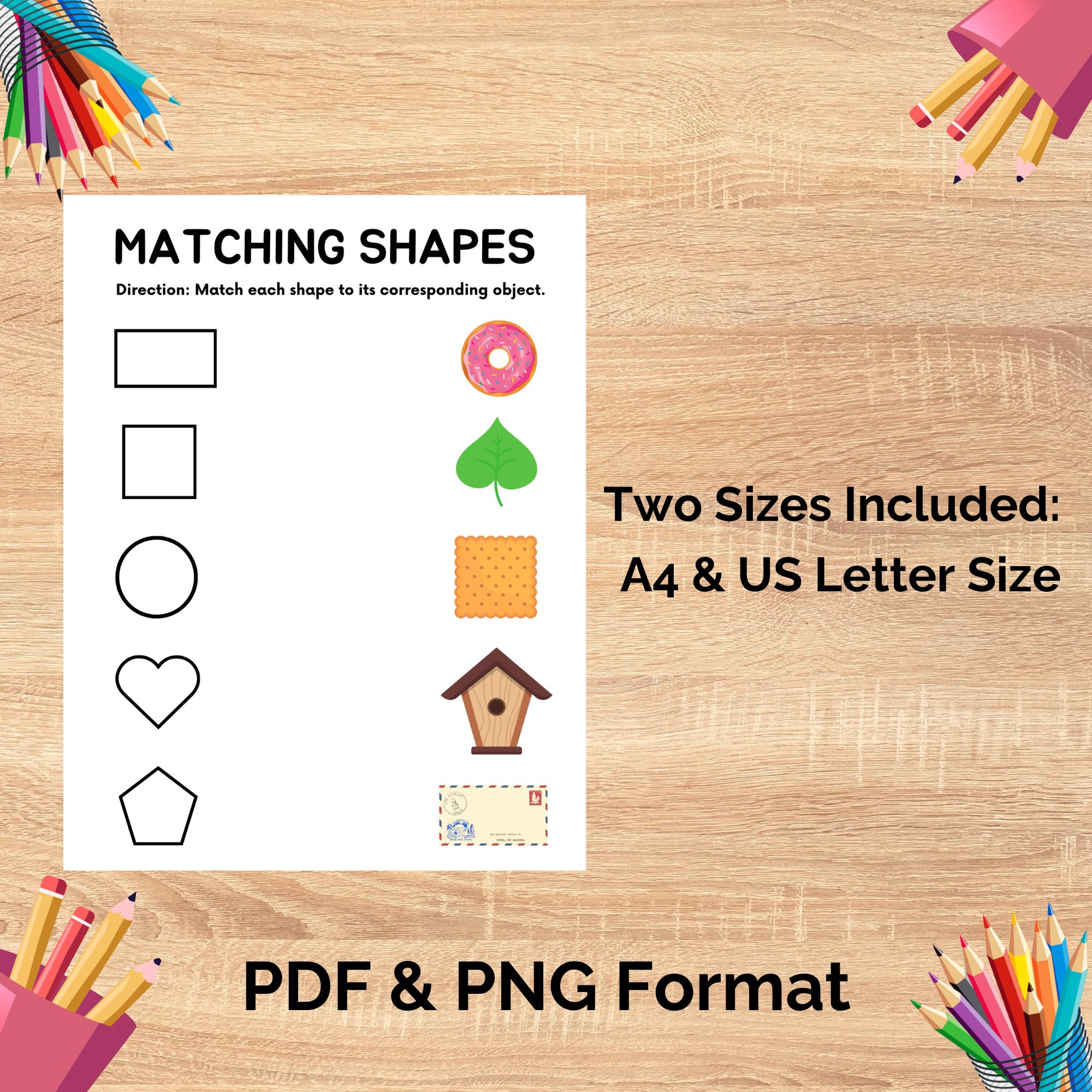 Shapes Matching Worksheets, Homeschool Printable, Busy Binder for Kids ...