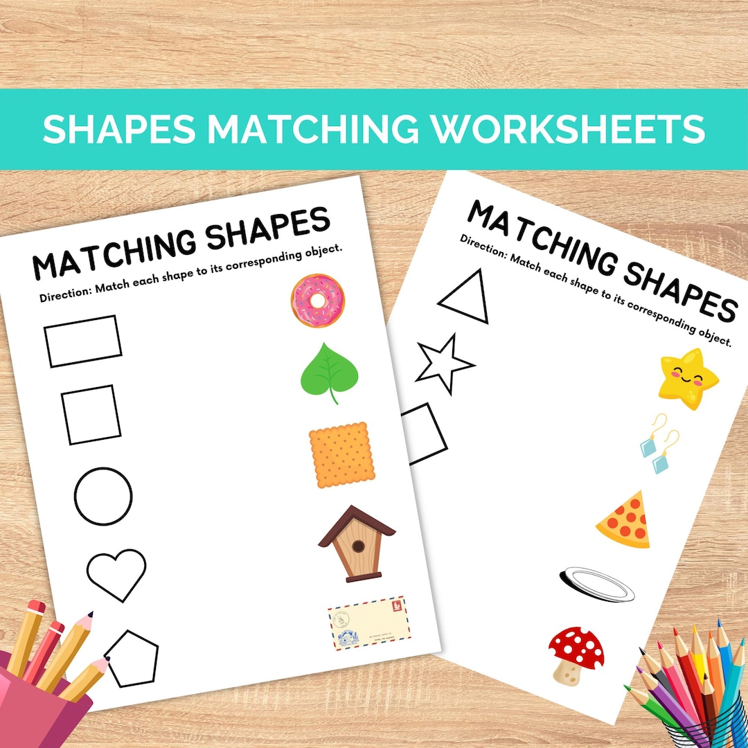 Shapes Matching Worksheets, Homeschool Printable, Busy Binder for Kids ...
