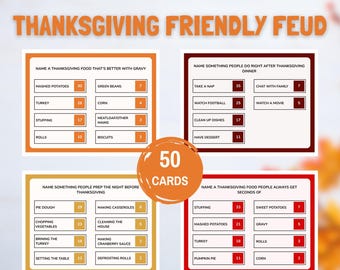 Thanksgiving Friendly Feud, Thanksgiving Party Game, Autumn Feud Game, Thanksgiving Activity, Thanksgiving Game, Thanksgiving Family Game