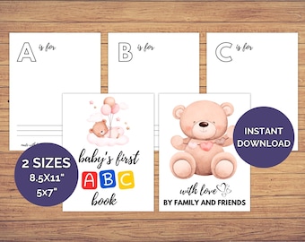 Blank ABC Coloring Book Baby Shower Activity, ABC Baby Shower Coloring Book, Baby Shower Game Bundle, Blank Book, ABC Book Baby Shower Game