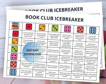 Book Club Icebreaker Dice Game, Book Club Game, Book Club Icebreaker, Book Club Game Printable, Book Club Activity, Book Chat Starter