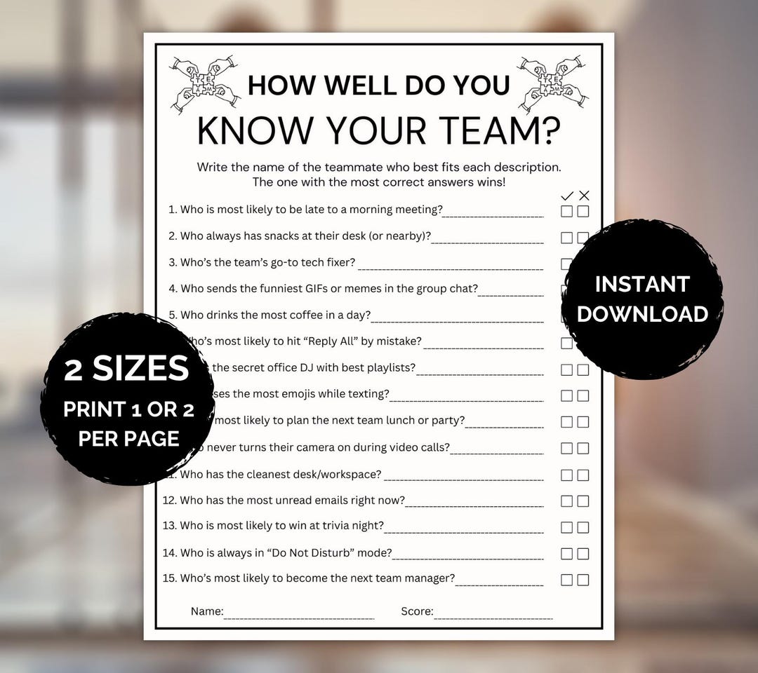 Office Team Building Games, How Well Do You Know Your Team Game, Team ...