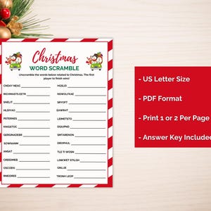 Christmas Word Scramble, Family Game, Printable Christmas Game, Christmas Party Game, Christmas Word Game, Holiday Word Scramble, Xmas Games image 4