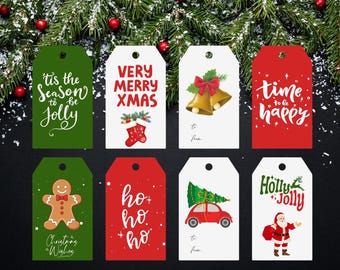 Christmas Gift Tags Printable, Holiday Gift Tag Set, Christmas Gift Labels, Cute Santa Gift Labels, Christmas Gift Tags, Christmas Tags