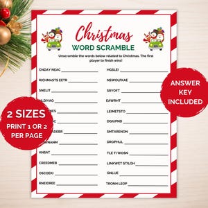 Christmas Word Scramble, Family Game, Printable Christmas Game, Christmas Party Game, Christmas Word Game, Holiday Word Scramble, Xmas Games image 1