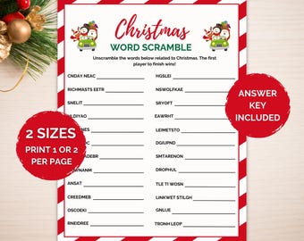 Christmas Word Scramble, Family Game, Printable Christmas Game, Christmas Party Game, Christmas Word Game, Holiday Word Scramble, Xmas Games