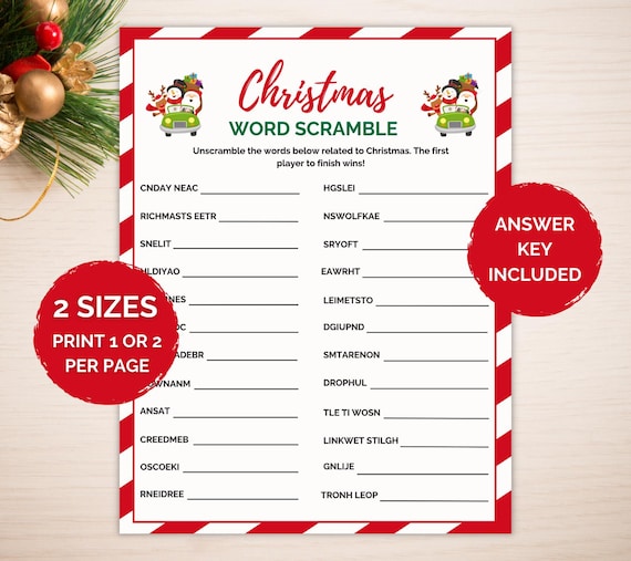 Christmas Word Scramble, Family Game, Printable Christmas Game, Christmas Party Game, Christmas Word Game, Holiday Word Scramble, Xmas Games