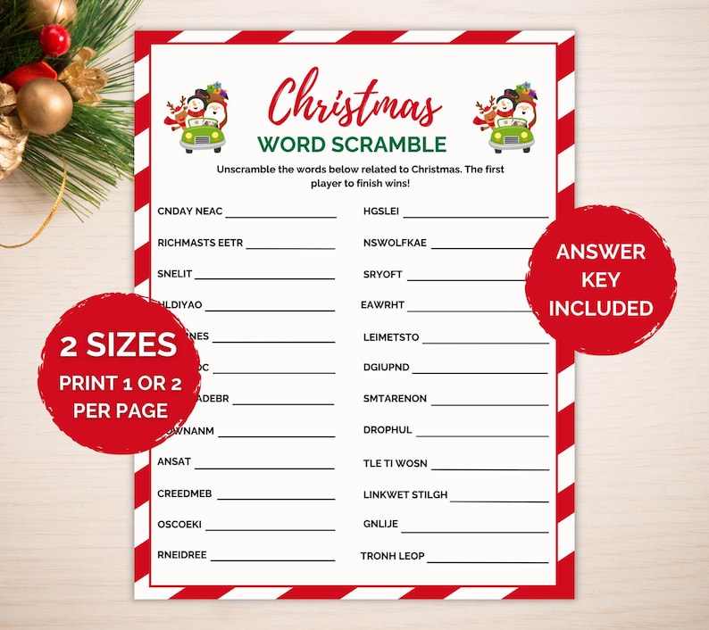 Christmas Word Scramble, Family Game, Printable Christmas Game, Christmas Party Game, Christmas Word Game, Holiday Word Scramble, Xmas Games image 1