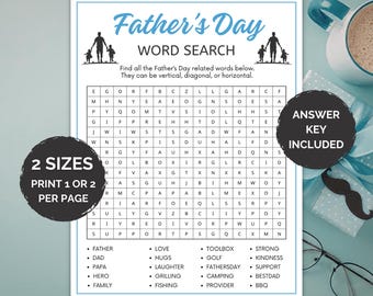 Woordzoekspel Vaderdag Afdrukbaar, Vaderdagfeestspel, Familie-activiteitsspel, Vaderdagspel voor kinderen, Woordzoekspel Vaderdag