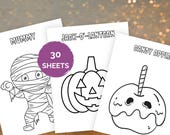 30 Halloween Coloring Pages, Halloween Activity, Kids Halloween Coloring Sheets, Halloween Party Activity, Halloween Fun, Coloring Pages