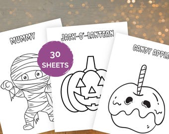 30 Halloween Kleurplaten, Halloween-activiteit, Halloween-kleurplaten voor kinderen, Halloween-feestactiviteit, Halloweenpret, Kleurplaten