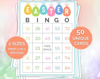 50 Printable Easter Bingo Cards, Kids Easter Activity, Easter Game, Kids Easter Party Game, Easter Classroom Activity, Easter Party Game