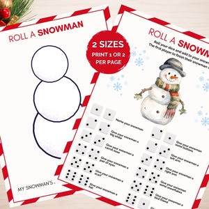 Roll a Snowman Game, Christmas Party Game, Family Christmas Activity, Christmas Game for Kids & Adults, Dice Games, Printable Christmas Game