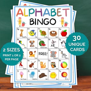 30 Alphabet Bingo Cards, Alphabet Bingo, ABC Practice, ABC Bingo, Learn ABCs Bingo, Letter Recognition Bingo, Learn Letters Bingo, Printable