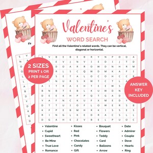 Valentines Day Word Search Game, Valentine&#39;s Day Party Game, Valentine&#39;s Word Search, Valentine&#39;s Day Game, Valentine&#39;s Classroom Activity