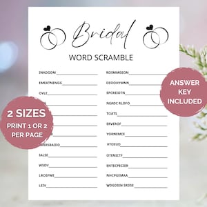 Bridal Shower Word Scramble Game, Bridal Word Scramble, Bridal Shower Word Scramble, Fun Bridal Party Game, Bachelorette, Wedding Party Game