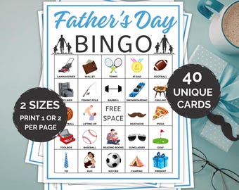 40 kart bingo na Dzień Ojca do wydrukowania, aktywność na Dzień Ojca, karty bingo na Dzień Ojca, gra imprezowa na Dzień Ojca, aktywność w klasie