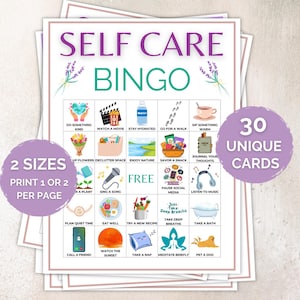 30 Self Care Bingo Cards, Self Care Bingo Printable Game, Self Love Challenge, Self Care Activity, Self Care Checklist, Wellness Bingo