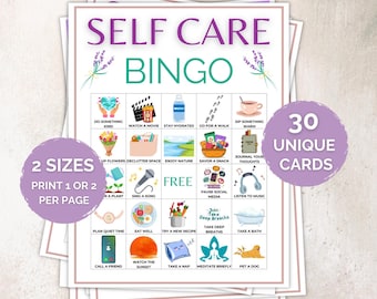 30 Self Care Bingo Cards, Self Care Bingo Printable Game, Self Love Challenge, Self Care Activity, Self Care Checklist, Wellness Bingo