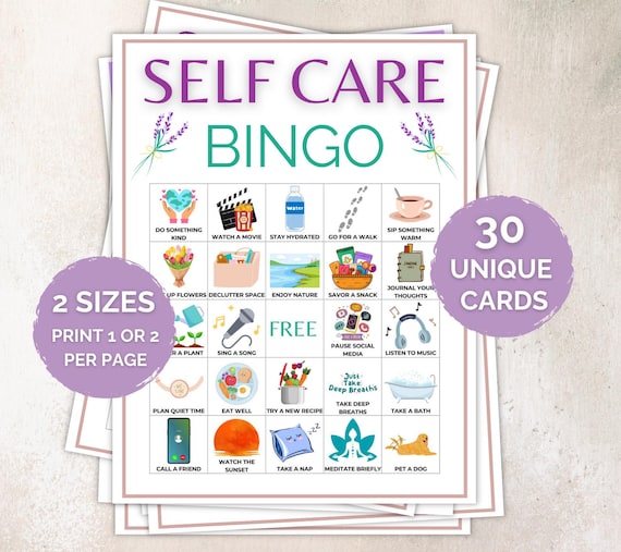 30 Self Care Bingo Cards, Self Care Bingo Printable Game, Self Love Challenge, Self Care Activity, Self Care Checklist, Wellness Bingo