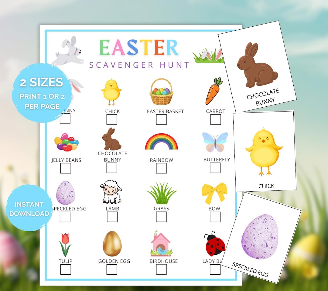 Easter Scavenger Hunt Printable, Easter Egg Hunt Game for Kids, Easter ...