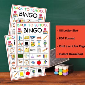 30 Bingokort för skolstart, Skolbingo, Skolbingo, Aktivitet för första skoldagen, Välkommen tillbaka-bingo, Skolbingo bild 7