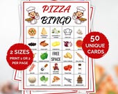 50 Pizza Bingo Cards, Printable Food Party Game for Kids & Adults, Classroom Activity, Family Game Night, Pizza Party, Pizza Birthday Game