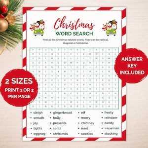 Christmas Word Search, Family Game, Printable Christmas Game, Christmas Party Game, Christmas Word Game, Holiday Word Search, Xmas Games