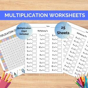 Printable Multiplication Worksheets, Numbers 1-12, Math Worksheets, 1st-4th Grade Math, 1-12 Multiplication Chart, Math Practice Worksheets