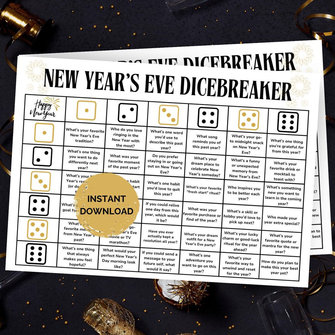 New Years Eve Dicebreaker Game, New Years Icebreaker, Funny ...