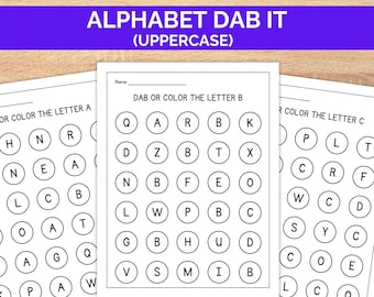 26 Alphabet Uppercase Dab It Worksheets, Dab it Letters, Alphabet Printable Worksheets, Alphabet Dot a Dot, Preschool Kindergarten Learning