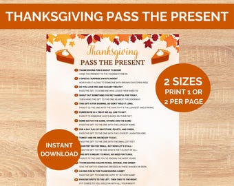 Thanksgiving Pass the present, Thanksgiving Party Game, Thanksgiving Activity, Thanksgiving Pass the Gift Game, Thanksgiving Pass the Prize