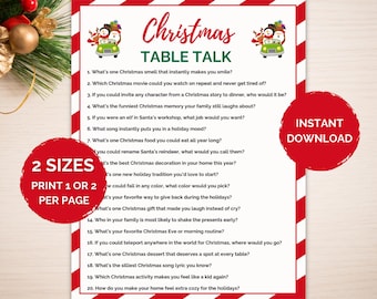Christmas Table Talk, Family Game, Printable Xmas Game, Holiday Conversation Cards, Xmas Icebreaker Questions, Family Conversation Starters