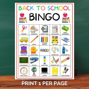 30 Bingokort för skolstart, Skolbingo, Skolbingo, Aktivitet för första skoldagen, Välkommen tillbaka-bingo, Skolbingo bild 2