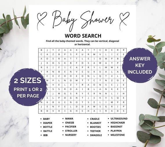 Baby Shower Word Search Game, Word Search Game, Baby Shower Word Search, Baby Shower Game, Baby Shower Word Game, Baby Shower Printables