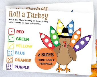 Roll a Turkey Kids Game, Thanksgiving Roll a Turkey Family Game, Thanksgiving Game, Roll a Turkey Game, Turkey, Roll a Turkey Dice Game