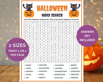 Halloween Word Search Game, Fun Halloween Game, Halloween Printables, Halloween Family Game, Halloween Game for Kids, Halloween Word Game