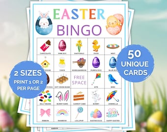 50 Printable Easter Bingo Cards, Fun Easter Party Game, Easter Activity for Kids, Easter Game, Easter Classroom Activity, Easter Party Game