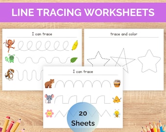 Line Tracing , Pre-Writing Worksheet, Line Tracing Practice, Preschool to Kindergarten, Handwriting Practice, Busy Book, Homeschool Activity
