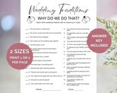 Wedding Traditions Game, Why Do We Do That, Bridal Shower Game Printable, Wedding Trivia Quiz, Couples Shower Activity, Bridal Party Game